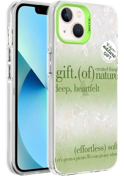 Apple iPhone 14 Uyumlu Kılıf Mermer Desenli Zore Marbello Kapak, Yeşil