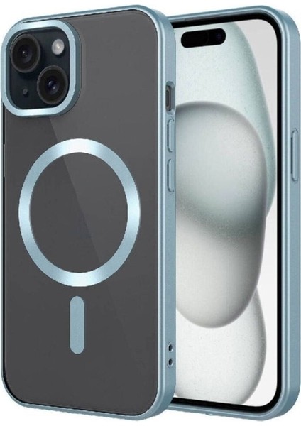 Apple iPhone 15 Plus Uyumlu Kılıf Mat Tasarımlı Magsafe Wireless Şarj Özellikli Zore Mat Setro Kapak, Açık Yeşil