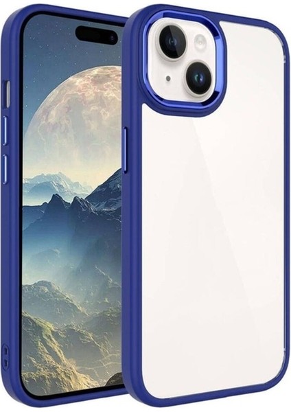 Apple iPhone 15 Plus Uyumlu Kılıf Zore Krom Kapak, Lacivert