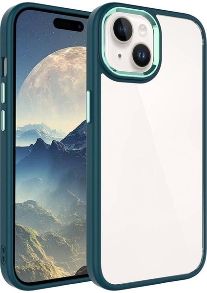 Apple iPhone 15 Plus Uyumlu Kılıf Zore Krom Kapak, Koyu Yeşil