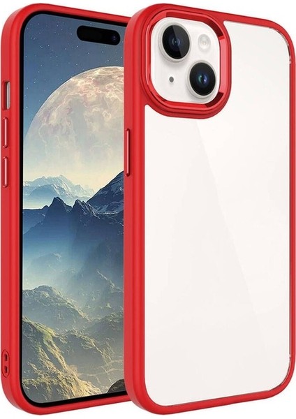 Apple iPhone 15 Plus Uyumlu Kılıf Zore Krom Kapak, Kırmızı