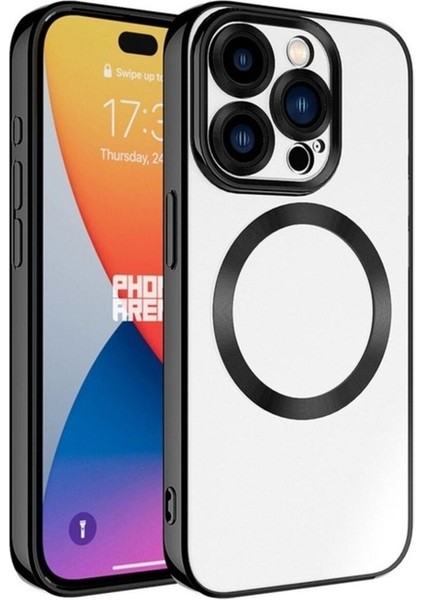 Apple iPhone 15 Pro Max Uyumlu Kılıf Magsafe Wireless Şarj Özellikli Zore Setro Silikon, Siyah