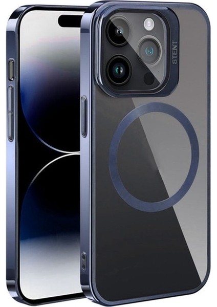 Apple iPhone 15 Pro Max Uyumlu Kılıf Magsafe Şarj Özellikli Standlı Zore Klon Kapak, Lacivert