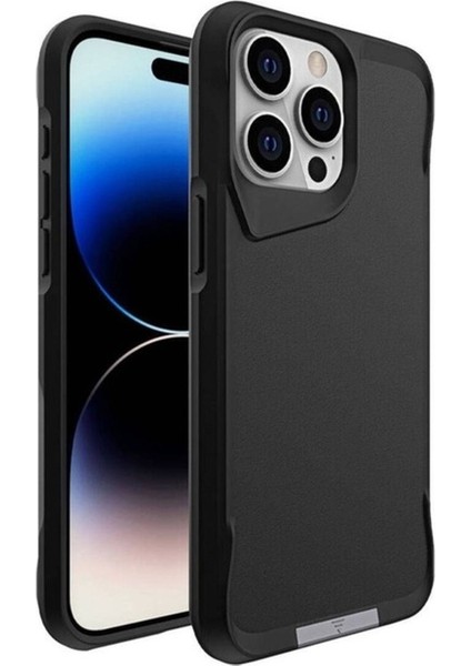 Apple iPhone 15 Pro Max Uyumlu Kılıf Zore Airbag Kenarlı T-Max Mat Standlı Kapak, Siyah
