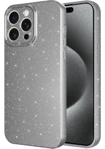 Apple iPhone 15 Pro Max Uyumlu Kılıf Kamera Korumalı Simli Lüks Zore Koton Kapak, Gri