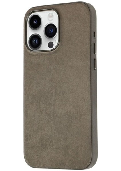 Apple iPhone 15 Pro Max Uyumlu Kılıf Zore Mikro Fiber Mimoza Kapak, Kahverengi