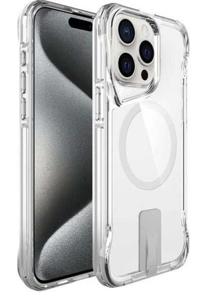 Apple iPhone 15 Pro Max Uyumlu Kılıf Magsafe Şarj Özellikli Zore T-Max Standlı Kapak