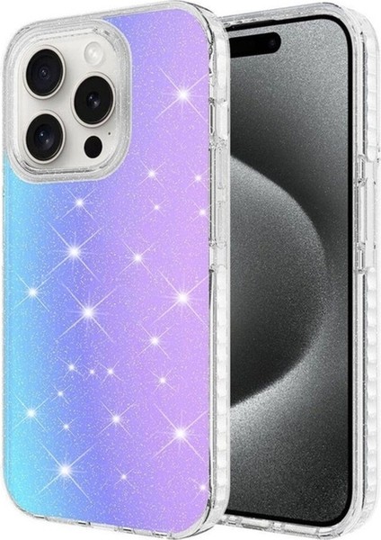 Apple iPhone 15 Pro Max Uyumlu Kılıf Parlak Renk Geçişli Zore Velle Kapak, Beyaz