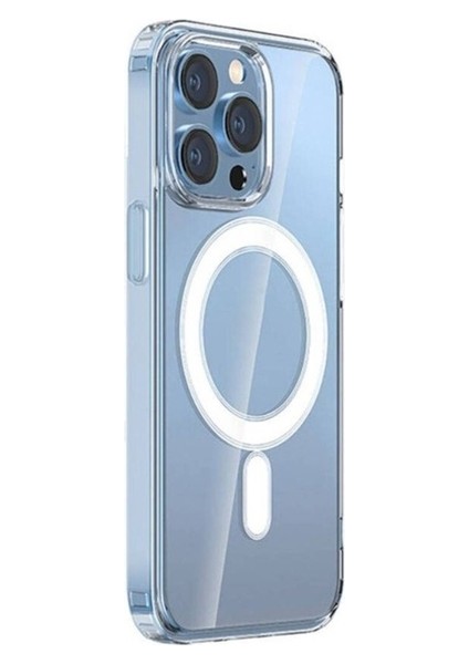 Apple iPhone 15 Pro Max Uyumlu Kılıf Magsafe Şarj Özellikli Şeffaf Sert Pc Zore Embos Kapak