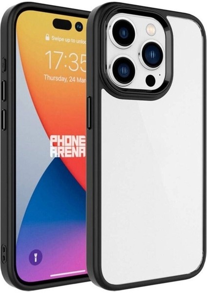Apple iPhone 15 Pro Uyumlu Kılıf Zore Krom Kapak, Siyah