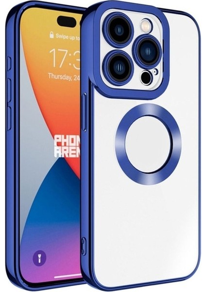 Apple iPhone 15 Pro Uyumlu Kılıf Kamera Korumalı Logo Gösteren Zore Omega Kapak, Midnight