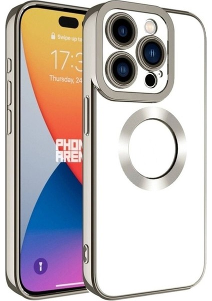 Apple iPhone 15 Pro Uyumlu Kılıf Kamera Korumalı Logo Gösteren Zore Omega Kapak, Titanyum fiyatları