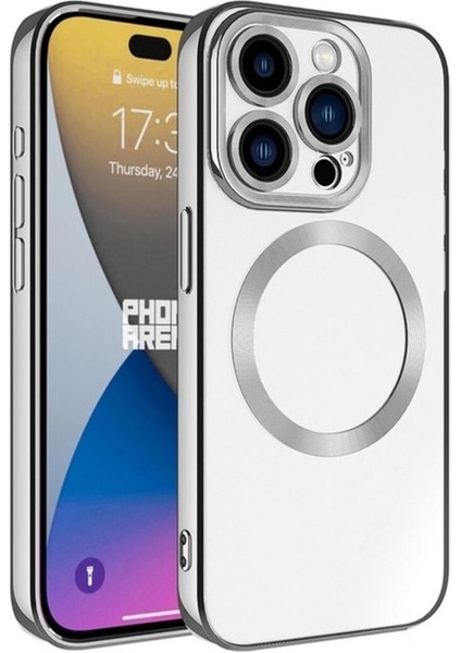 Apple iPhone 15 Pro Uyumlu Kılıf Magsafe Wireless Şarj Özellikli Zore Setro Silikon, Koyu Gri