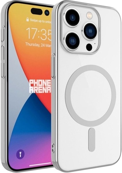 Apple iPhone 15 Pro Uyumlu Kılıf Zore Wireless Şarj Özellikli Pixel Magsafe Kapak, Koyu Gri
