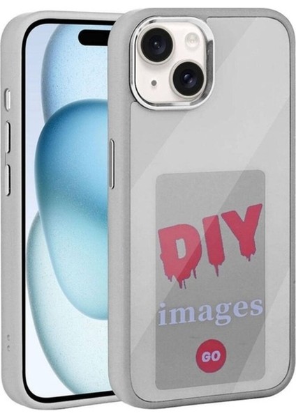 Apple iPhone 15 Uyumlu Kılıf Ekranı Yansıtan Zore Akıllı Nfc Kapak, Gri