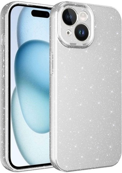 Apple iPhone 15 Uyumlu Kılıf Kamera Korumalı Simli Lüks Zore Koton Kapak, Gümüş