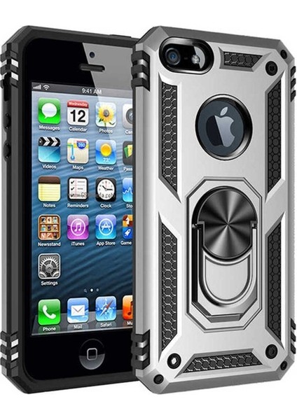 Apple iPhone 5 Uyumlu Kılıf Zore Vega Kapak, Gri