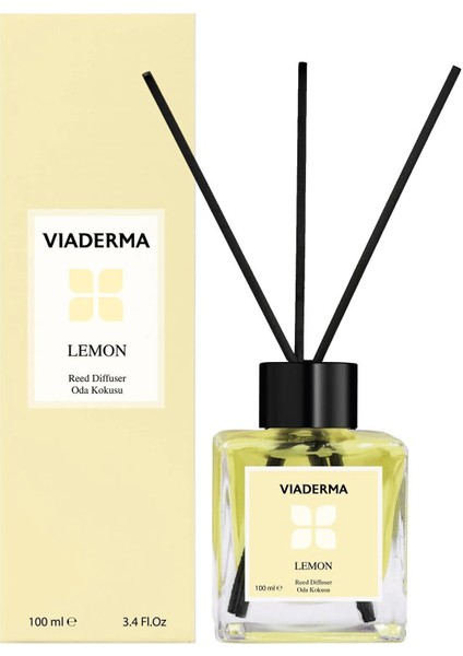 Kare Şişe Limon Esansı Bambu Çubuklu Oda Kokusu 100 ml