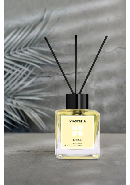 Kare Şişe Limon Esansı Bambu Çubuklu Oda Kokusu 100 ml