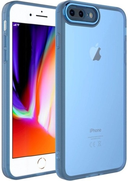 Apple iPhone 7 Plus Uyumlu Kılıf Kamera Korumalı Transparan Zore Post Kapak, Mavi