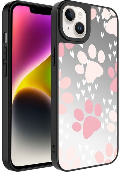 Apple iPhone 14 Uyumlu Kılıf Aynalı Desenli Kamera Korumalı Parlak Zore Mirror Kapak, Pati
