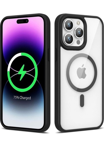 Apple iPhone 14 Pro Max Uyumlu Kılıf Magsafe Wireless Şarj Özellikli Silikon Zore Ege Kapak, Siyah