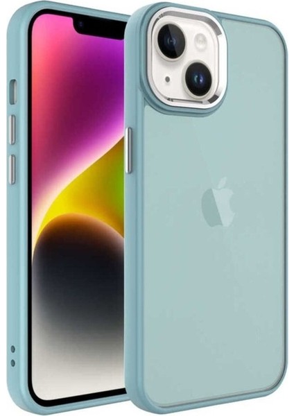 Apple iPhone 14 Uyumlu Kılıf Buzlu Sert Pc Zore May Kapak, Mavi