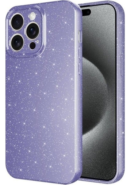 Apple iPhone 15 Pro Max Uyumlu Kılıf Kamera Korumalı Simli Lüks Zore Koton Kapak, Mor