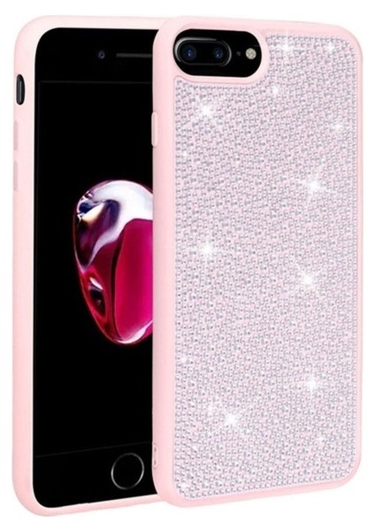 Apple iPhone 7 Plus Uyumlu Kılıf Parlak Taşlı Tasarım Zore Ston Kapak, Pembe