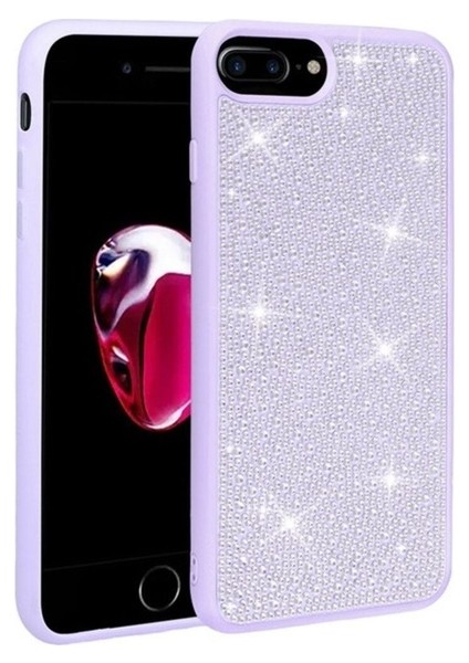 Apple iPhone 7 Plus Uyumlu Kılıf Parlak Taşlı Tasarım Zore Ston Kapak, Lila