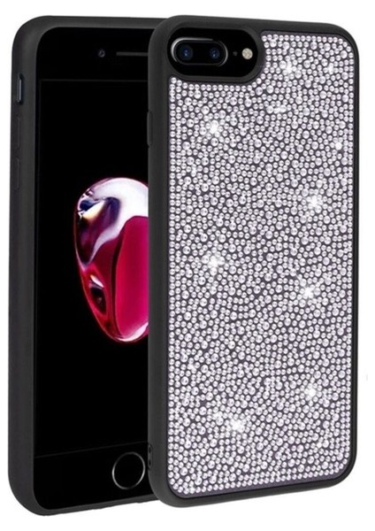 Apple iPhone 7 Plus Uyumlu Kılıf Parlak Taşlı Tasarım Zore Ston Kapak, Siyah