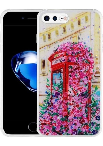 Apple iPhone 7 Plus Uyumlu Kılıf Simli Desenli Kamera Korumalı Parlak Zore Popy Kapak, Kulübe