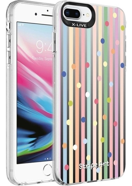 Apple iPhone 7 Plus Uyumlu Kılıf Desenli Zore Silver Sert Kapak, Noktalar