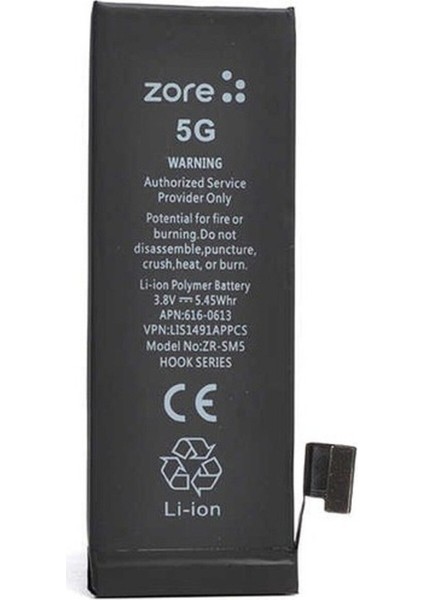 Apple iPhone 5g Uyumlu Zore Hook Serisi Batarya