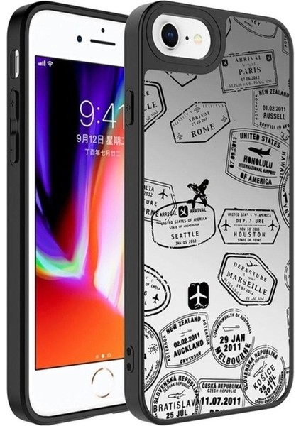 Apple iPhone 7 Plus Uyumlu Kılıf Aynalı Desenli Kamera Korumalı Parlak Zore Mirror Kapak, Seyahat