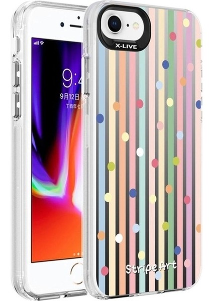 Apple iPhone 7 Uyumlu Kılıf Desenli Zore Silver Sert Kapak, Noktalar