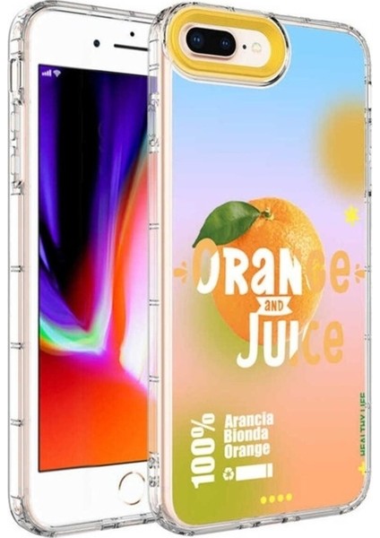Apple iPhone 8 Plus Uyumlu Kılıf Kamera Korumalı Renkli Desenli Sert Silikon Zore Korn Kapak, No3