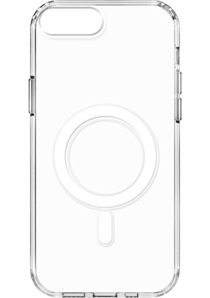 Apple iPhone 8 Plus Uyumlu Kılıf Magsafe Şarj Özellikli Şeffaf Sert Pc Zore Embos Kapak