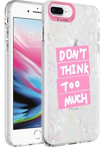 Apple iPhone 8 Plus Uyumlu Kılıf Mermer Desenli Zore Marbello Kapak, Pembe