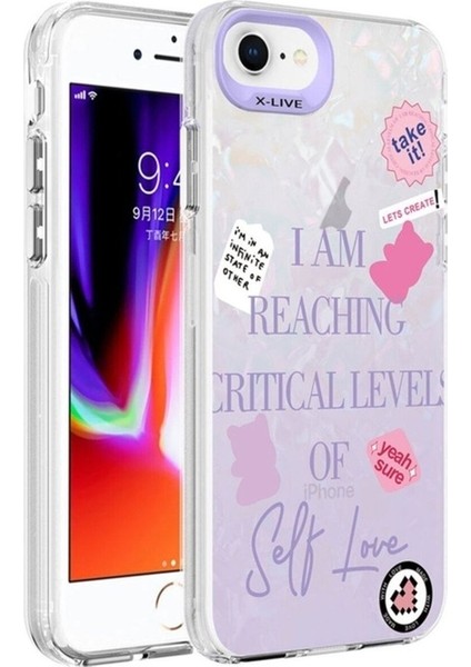 Apple iPhone 8 Uyumlu Kılıf Mermer Desenli Zore Marbello Kapak, Mor