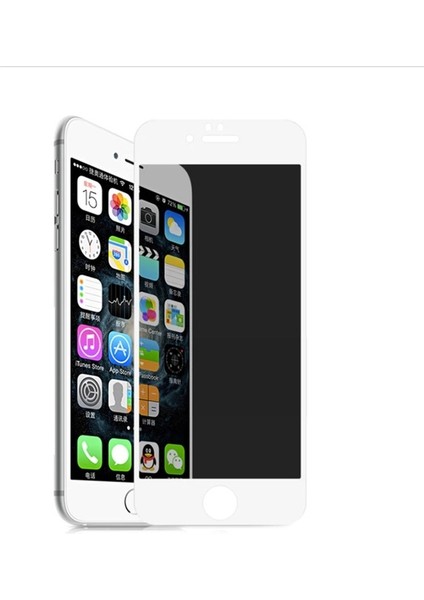 Apple iPhone 8 Plus Uyumlu Zore Rika Premium Privacy Temperli Cam Ekran Koruyucu, Beyaz