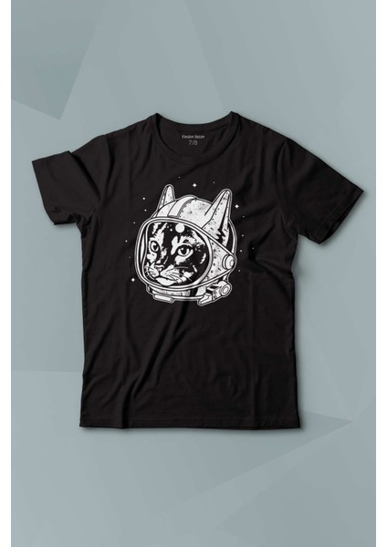 Kedi Kozmonot Meow Astronot Cat Nasa Uzay Baskılı T-Shirt Çocuk Tişört