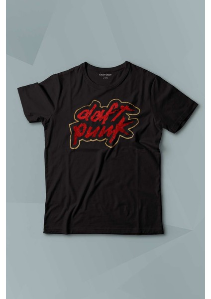 Kısa Kollu Çocuk Tişört Daft Punk Logo Homework Albüm Müzik Siyah Baskılı T-Shirt