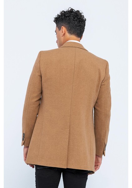 Erkek Cekmon Camel Yünlü Içi Astarlı Kaban Spor Uzun Blazer Ceket fırsatları