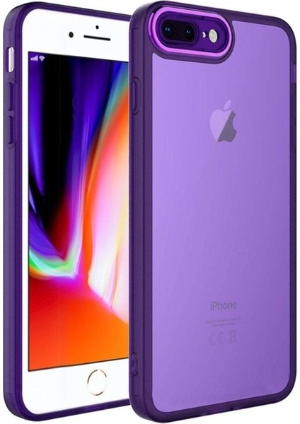 Apple iPhone 8 Plus Uyumlu Kılıf Kamera Korumalı Transparan Zore Post Kapak, Derin Mor