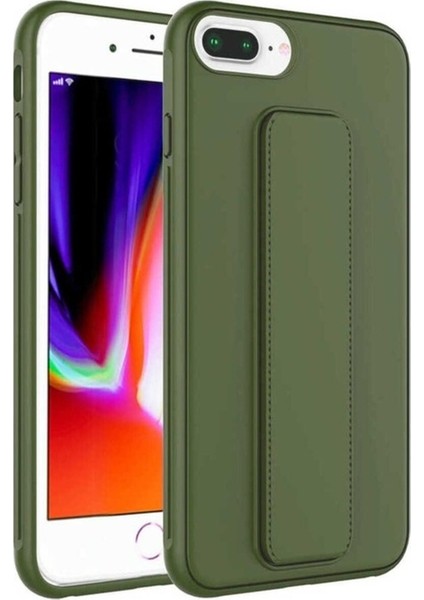 Apple iPhone 8 Plus Uyumlu Kılıf Zore Qstand Kapak, Koyu Yeşil