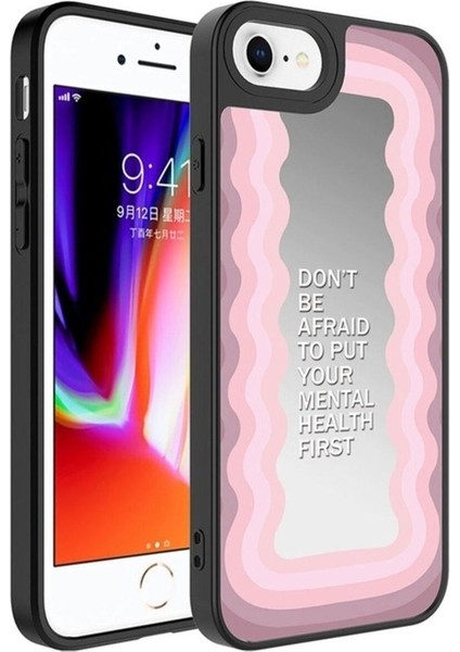 Apple iPhone Se 2020 Uyumlu Kılıf Aynalı Desenli Kamera Korumalı Parlak Zore Mirror Kapak, Ayna