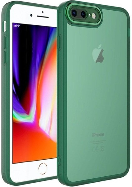 Apple iPhone 8 Plus Uyumlu Kılıf Kamera Korumalı Transparan Zore Post Kapak, Koyu Yeşil