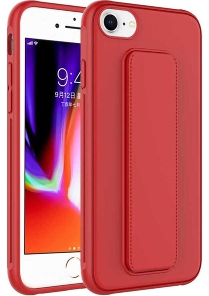 Apple iPhone Se 2020 Uyumlu Kılıf Zore Qstand Kapak, Kırmızı