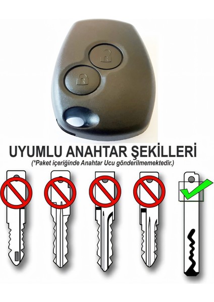 Renault Clio 3 2006-2012 Uyumlu Anahtar Kabı Kumanda Kabı Oto Anahtarlık Pil Yataklı Vidalı 2 Tuşlu